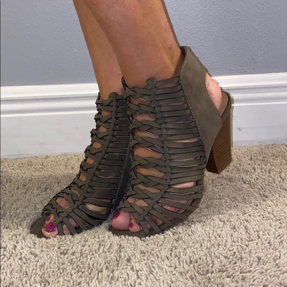 Grey Faux Suede Heels